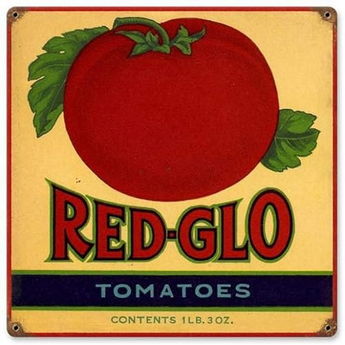 Metallschild mit roten Tomaten, Vintage-Poster, Blechschild, Hausbar, Garage, Wandkunst, Dekoration, 30,5 x 30,5 cm