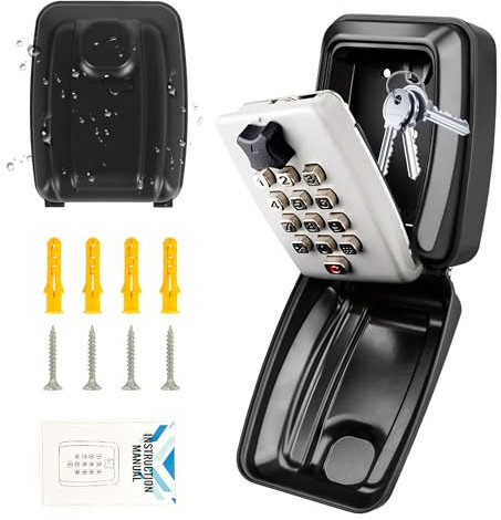 Zevmi Groß Schlüsseltresor mit Zahlencode Wetterfest: Schlüsselsafe Aussen mit 12 Stellig Kombination Wasserdichter Wandmontage Schlüsselbox mit Code für Haus/Büro/Zuhause/Garagen/Fabrik
