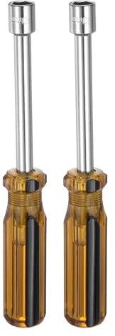 sourcing map 2pcs Metric Nut Driver 10mm 45# Carbon Steel Non-Magnetic 6 Point Hexagon Socket Wrench Screwdriver with Anti-Slip Handle for Auto Repair