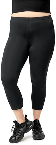 Merry Style Damen 3/4 Leggings Capri Große Größen Damen Leggings aus Baumwolle Capri Sportleggings MS10-455 (Schwarz, 7XL)