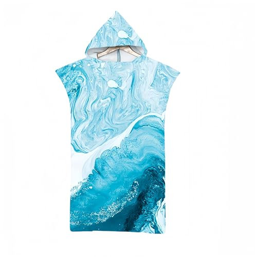 Proumhang Peignoir de Bain Changing Towel, Poncho de Surf avec Capuche, Serviette de Bain à Capuche Adulte, Plage Imprimé Taille Unique-Mode 2 85 x 110cm