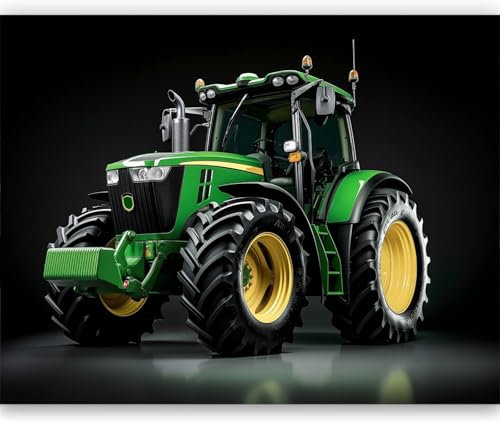 Papier Peint Panoramique Tracteur Vert Photo Murale Chambre Décor, Papier Peint intissé fond pour Chambre D'Enfant Salon Bureau Murale 250 x 175 cm