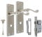 Satin Bathroom Door Handle with Privacy Lock Set & 3 Lever Sash Lock - Victorian Style Internal Thumb Turn Latch for Interior Doors Satin Nickel Door Handles, Back Plate, 150 x 42mm,
