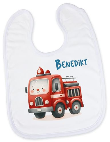GRAZDesign Lätzchen personalisiert mit Namen Feuerwehr Geschenk Geburt Baby Junge