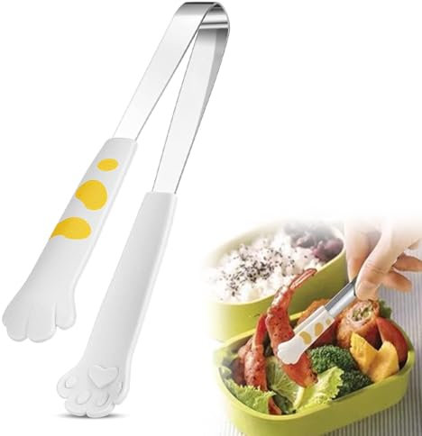 WeddHuis Mini Pince à Pattes de Chat – Résistante à Haute Température avec Embouts en Silicone, Pince Polyvalente et Antidérapante en Acier Inoxydable pour la Cuisine (Blanc)