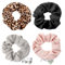 AOZUO 4 Leopardenmuster Scrunchies mit Reißverschluss Elastischer Haargummi Seide Haargummi für Damen, Frauen & Mädchen