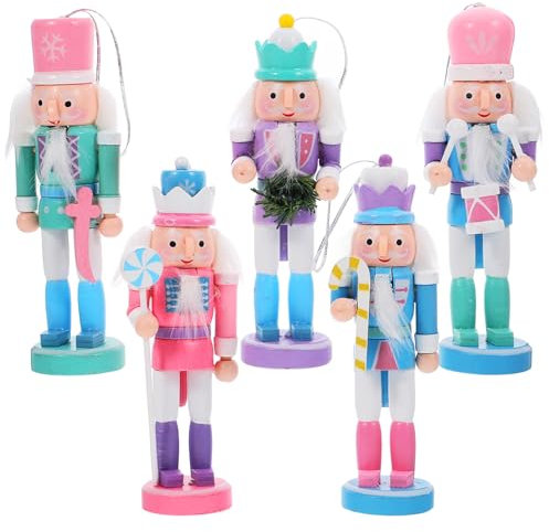 VALICLUD 5 Stück Weihnachts-Nussknacker-Ornamente Mini-Nussknacker-Soldatenfiguren Aus Holz Hängende Weihnachtsdekorationen Für Weihnachten