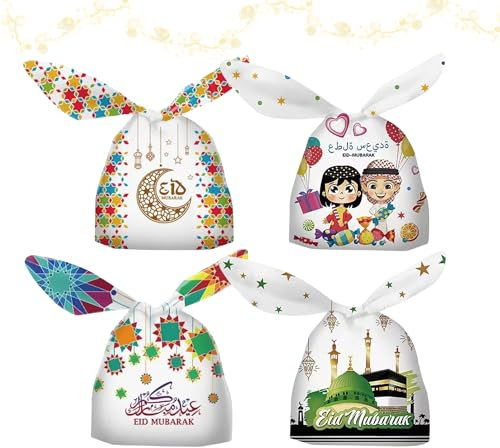 CaiTang 100 Stück Ramadan Tüten zum Befüllen, Bayram Geschenke Tüten, Eid Mubarak Dekoration, Geschenktüten Ramadan Kindergeburtstag, Ramazan Dekor, wiederverwendbar