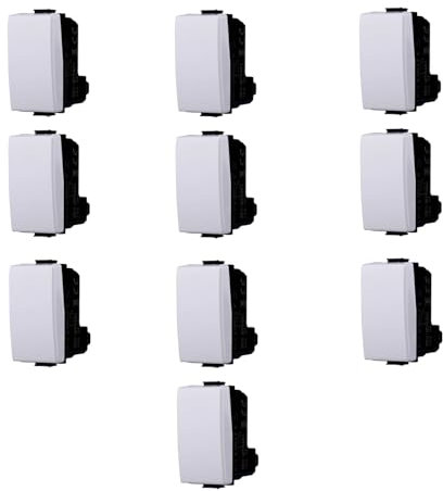 Moduli Bianchi, Compatibile Con Bticino Matix, interruttori, pulsanti, deviatori, dimmer, sensori, PIR, buzzer, Per Placche originali e compatibili (10x, pulsante)
