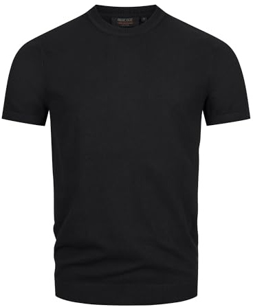 Indicode Herren INVasko T-Shirt Sommershirt Feinstrick mit Rippstricksaum | Klassisches T-Shirt mit Rippstricksaum und weicher Qualität, Herrenshirt, Basic Shirt, Freizeitshirt, Sommershirt für Männer