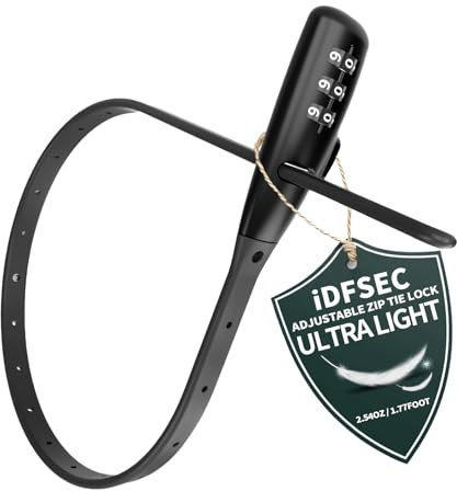 iDFSEC Zip Tie Lock, Bike Lock with Stainless Steel Core - Multi-Purpose Cable Lock for Securing Helmets, Café, Prams, Skis, Gate and French Door (1/Pack, Black)