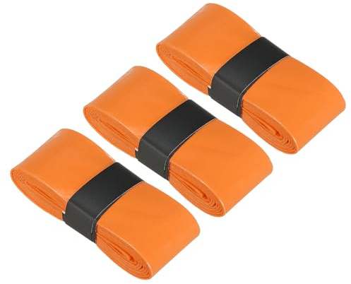 PATIKIL Griffband Tennisschläger, 3 STK PU Schläger Tape Orange | Schläger-Overgrip mit Dämpfungsrillen, rutschfestem, saugfähigem perforiertem Griffband, flach klebend für Badminton
