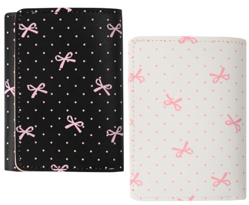 JAHEMU Schleife Geldbörse für Damen, Rosa Fliege Geldbeutel, PU Leder Portemonnaie, Geldbörsen mit Kartenhalter, für Damen und Mädchen 2 Stück