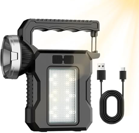 Super Bright Long Range Searchlight - Handheld Large Flashlight Rechargeable | Solar Led Search Light | Rechargeable Torch Light | Solar Outdoor Torch Ligh | Lamp Camping Supplies for Exploring