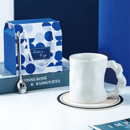 LANTING Mug,Taza de Cerámica Elegante con Cuchara 13,5 cm - para Madres, Desayuno o Parejas