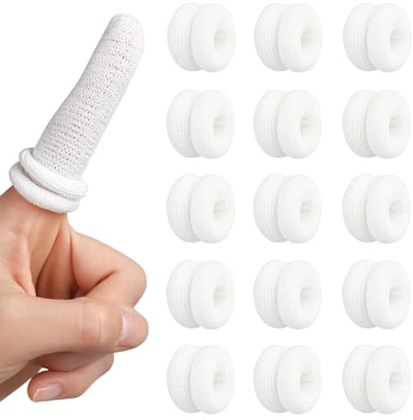 dinghaole 15 Pièces Pansement Doigt Blanc, Protection des Doigts, Hautement Respirants, Pansements de Protection des Doigts en Coton pour Les Blessures pour et la Cuisine