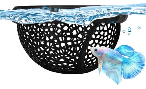 Schwimmende Betta-Höhle – 3D-gedruckte Aquarium-Dekoration mit Futterring, schwarze Aquarium-Hängematte für Garnelen, Guppies und kleine Fische – Schwarz