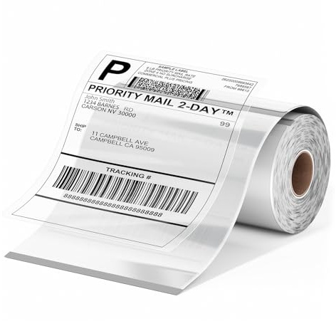 Phomemo Transparente Etiketten 4x6 100/Rolle, Kompatibel mit MUNBYN,Phomemo | Wasserdicht BPA-freie Thermoetiketten Selbstklebende für DHL, UPS, DPD-100x150mm,Kompatibel mit Nelko,ETIKEZ Etikettendrucker