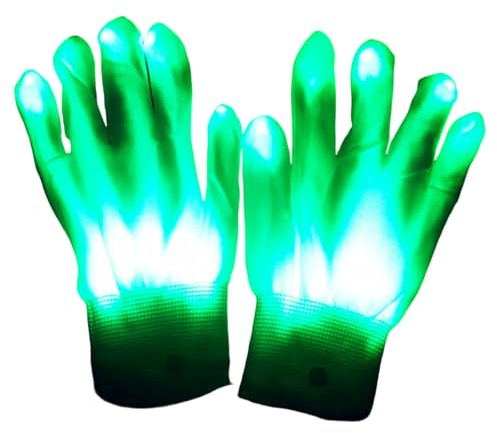 BELOWSYALER Leuchtende Tanzhandschuhe, verstellbarer Blinkmodus, batteriebetrieben, beleuchtet für Halloween, Weihnachten, Musikfestival, blinkend