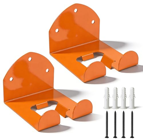 GOMETY Pack of 2 Brush Cutters Holder Wall Mount for Grass Trimmer Garden Power Tool Hanger Garage Trimmer Holder Wall Hook for Brush Cutter with Screws Metal Hanger for Garden Tools