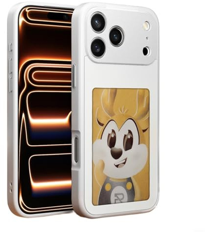 BildeeMait Coque E-Ink personnalisable pour iPhone 17/Pro/Max avec technologie NFC et affichage d'image DIY, écran HD de 4 (17 blanc)