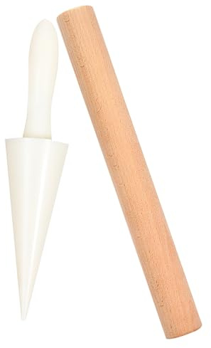 ABS und Holz Eiswaffelformer Selbstgemacht für Dessert 2 Stück | Formstabile Kegel, Ergonomischer Griff, Glatte Kanten, Zubehör für Waffelblätter und Backstuben