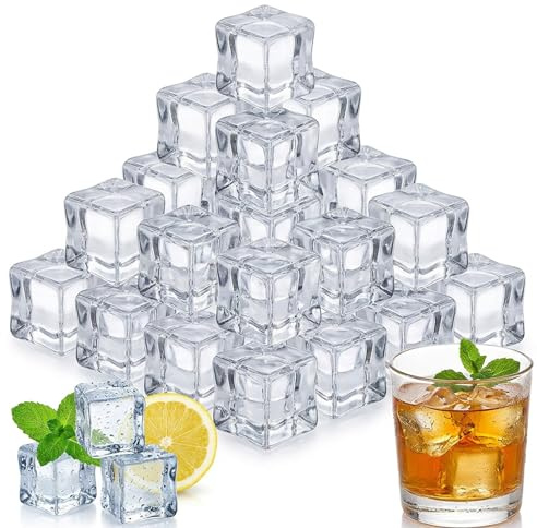 Reusable Ice Cubes, 50pcs 18mm Ice Cubes for Photography Props, Wedding Decorations and Home Displays, Durable Fake Ice Cubes for Professional Use