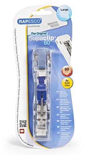 RAPESCO RC6008SS Supaclip 60 Heavy Duty Dispenser, 8 Stainless Steel Clips | See Through Heavy Duty Dispenser