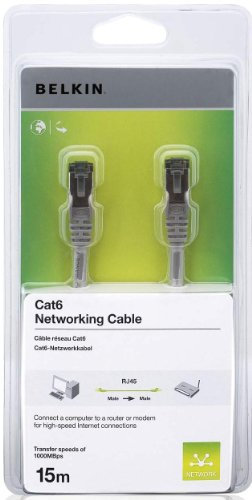 Belkin 15m RJ45 Male to Male CAT6 Snagless Patch Cable - Grey