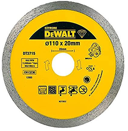 DEWALT Disco a corona continua per taglio a secco e a umido su: ceramica, porcellana, marmo, granito per Taglia piastrelle, DT3715-QZ