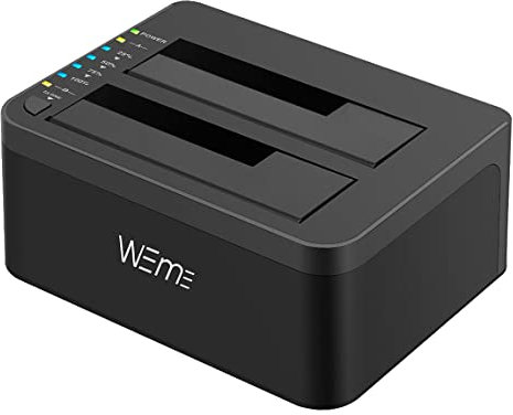 WEme USB 3.0 to SATA Dual-Bay External Hard Drive Docking Station With Offline Clone/Duplicator Function for 2.5 & 3.5 Inch HDD SSD SATA (SATA I/II/ III) Support 2x 8TB & UASP, Tool-Free