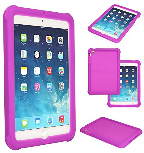 TECHGEAR Coque Bumper pour iPad Mini (Mini 3, Mini 2 & Mini) Coque de Protection Caoutchouc Résistante aux Chocs avec Bords et Coins Renforcés + Film de Protection [Violet]