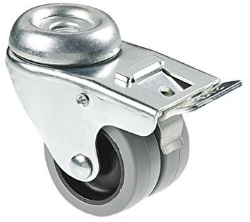 Cofan Rueda doble de polipropileno con agujero pasante de 12 mm y freno | Diámetro de 50 mm | Para pesos de hasta 70 kg