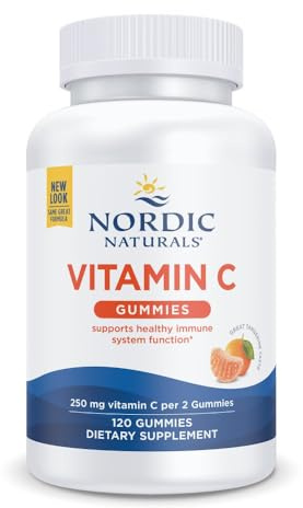 Nordic Naturals Vitamin C Gummies, Tart Tangerine - 120 Gummies - 250 mg Vitamin C - Immune Support, Antioxidant Protection, Child Growth & Development - Non-GMO, Vegan - 60 Servings