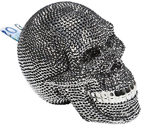 Kare Design Spardose Skull Crystal, Zimmer Deko, Accessoire, silber, 16x14x20,5cm