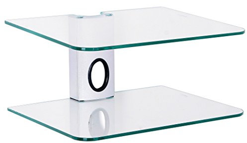 Goldline Sky Box Wall Mount, DVD Wall Shelf, DVD Wall Bracket and 2 x Floating clear glass shelves