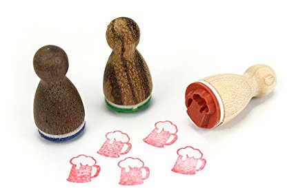 Stemplino® Ministempel - Motiv: Bierglas - 12mm Durchmesser - Holzstempel Kinder Stempel Bullet Journal Stempel mit Bierglas Motiv Bier