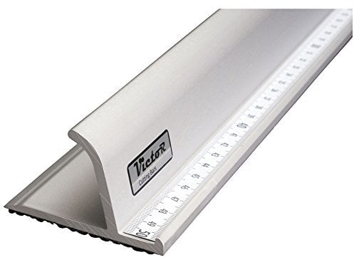 Victor Bar Schneidelineal 200cm aus Aluminium Profi-Ausführung rutschsicher - Metall Lineal - Aluminium Lineal 200cm - Schneidelineal mit Stahlkante - Stahllineal 2000mm - Schneiderlineal