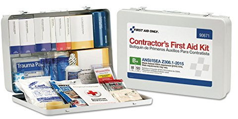 First Aid Only 90671 50-Person ANSI B+ Contractor's Emergency First Aid Kit for Home Renovation, Job Sites, and Construction Vehicles, 254 Pieces White