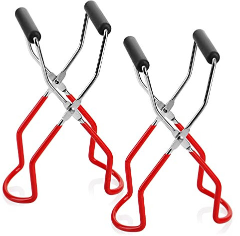 com-four® 2x Glasheber für heiße Konserven, Einkochgläser und Einmachgläser für Sturzgläser jeglicher Größe - Greif-Zange zum selber Einmachen mit gummierten Zangenenden (Glasheber 23cm - 02 Stück)