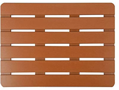 JMTLLFHD Badematte, Bad wasserdichte rutschfeste Duschmatte Home Environmental Holz Badezimmer Matte DREI Farben Optional, 65 × 49,5 cm (Farbe : Teak)