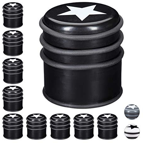 10 x Türstopper für den Boden, Türpuffer für Fenster & schwere Türen, groß & mit Stern, 8 cm hoch, schwarz