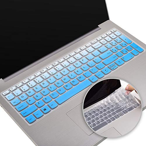2 Pack-Keyboard Cover Skin for Lenovo IdeaPad L340 330 320 17.3 Inch 2020 2019, Lenovo Ideapad s145 330 320 330s l340 520 s540 720s 130 s340 15.6 Inch,15.6 Lenovo V330 V130(Blue+Clear)