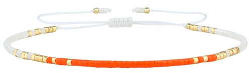 KELITCH Neue Miyuki Seed Bead Wickelarmbänder Gewebte Böhmische Freundschaftsarmbänder Armreifen für Damen (Orange 20G)