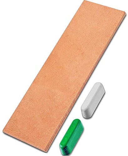 LAVODA Leather Honing Strop for Knife Sharpening with Polishing Compound 3 Inch by 12 Inch Double Sided Stropping Leather Knife Strop and Stropping Compound for Woodcarving Knife Polishing Sharpening