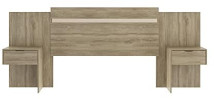 Vente-unique - Tête de lit Extensible avec chevets - 140/160 cm - Coloris : Naturel - PARATI