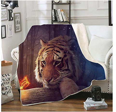 Stillshine. 3D Tier Serie Tiger Pferd Drucken Kuscheldecke Flanell Decke Flauschig Weich und Warm Microfaser Leichte Plüsch Wohndecke Fleece Tagesdecke Decke für Sofa und Bett (Farbe 3, 150 × 200 cm)