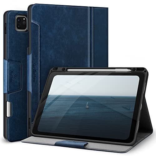 Antbox Case for iPad Pro 12.9 2022 case (6th Generation) 2021/2020/2018 with Built-in Pencil Holder Support 2nd Gen Pencil Wireless Charging (Blue)