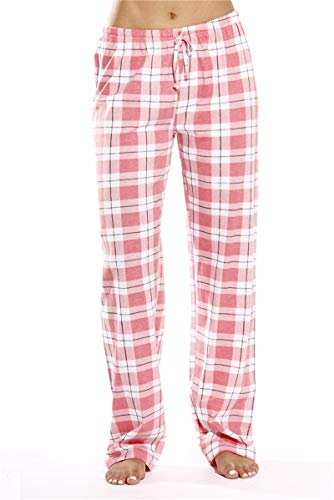 XADITON Frauen Plaid Pyjama Pants PJ Bottoms Elastic Taillenbund Nachtwäsche Plaid Lounge Hosen Lounge Night Sleepwear Pyjama Hose (Color : Pink, Size : Small)