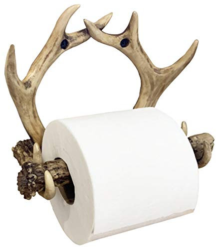 Top Brass Toilettenpapierhalter mit Hirschgeweih, Wandmontage, Badezimmer-Dekor aus Harz